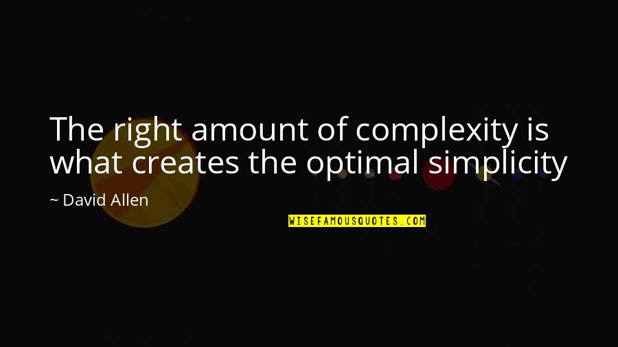 Simplicity And Complexity Quotes By David Allen: The right amount of complexity is what creates
