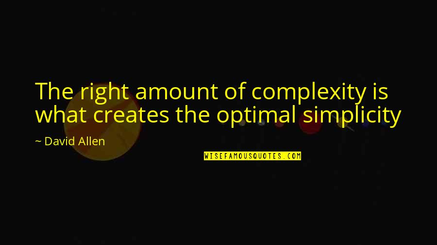 Simplicity Complexity Quotes By David Allen: The right amount of complexity is what creates