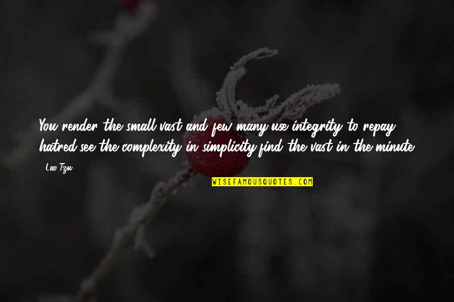 Simplicity Complexity Quotes By Lao-Tzu: You render the small vast and few many,use