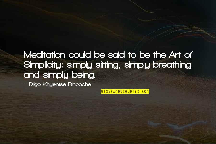 Simplicity In Art Quotes By Dilgo Khyentse Rinpoche: Meditation could be said to be the Art