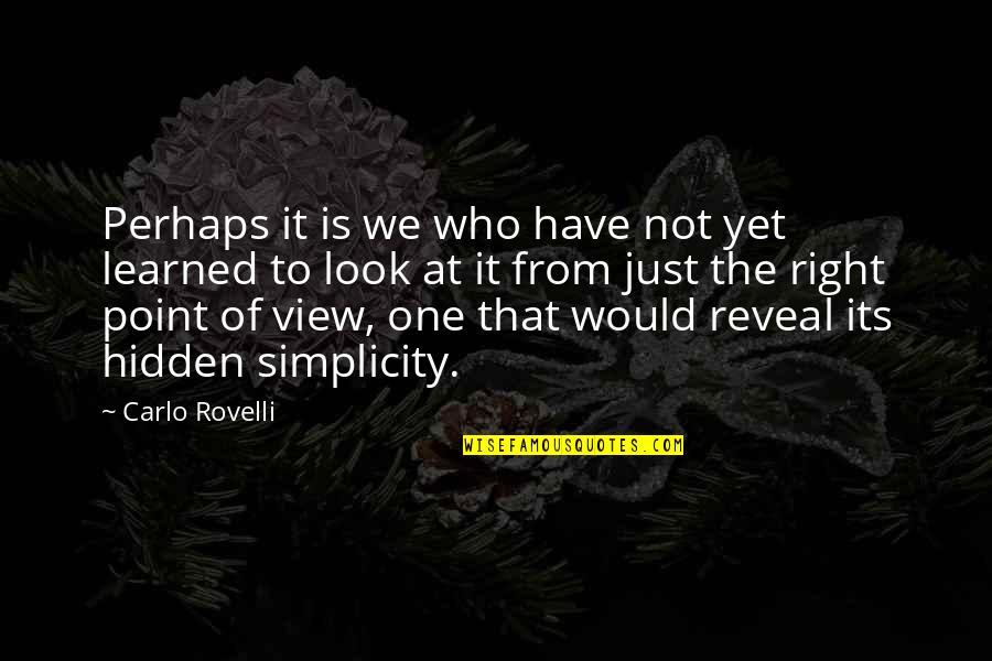 Simplicity Look Quotes By Carlo Rovelli: Perhaps it is we who have not yet