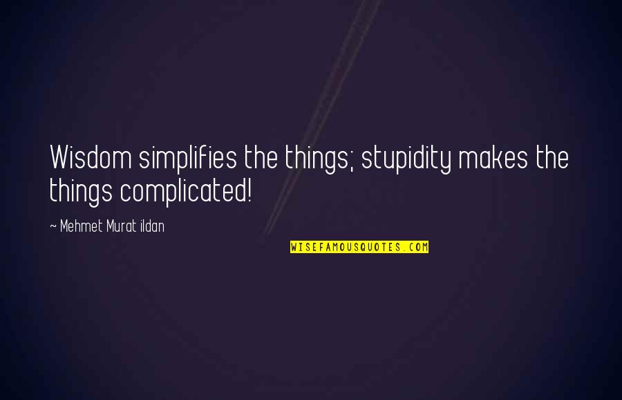 Simplifies Quotes By Mehmet Murat Ildan: Wisdom simplifies the things; stupidity makes the things