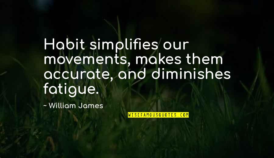 Simplifies Quotes By William James: Habit simplifies our movements, makes them accurate, and