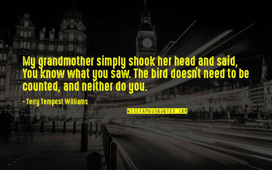 Simply Said Quotes By Terry Tempest Williams: My grandmother simply shook her head and said,