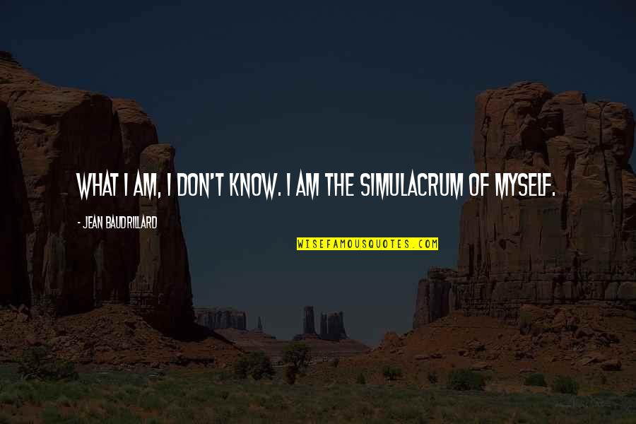 Simulacrum Quotes By Jean Baudrillard: What I am, I don't know. I am