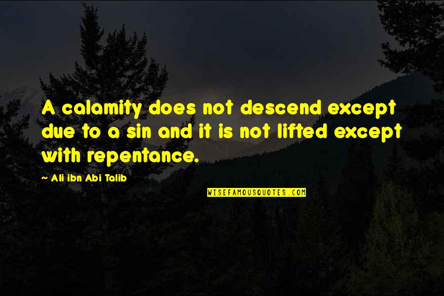 Sin And Repentance Quotes By Ali Ibn Abi Talib: A calamity does not descend except due to