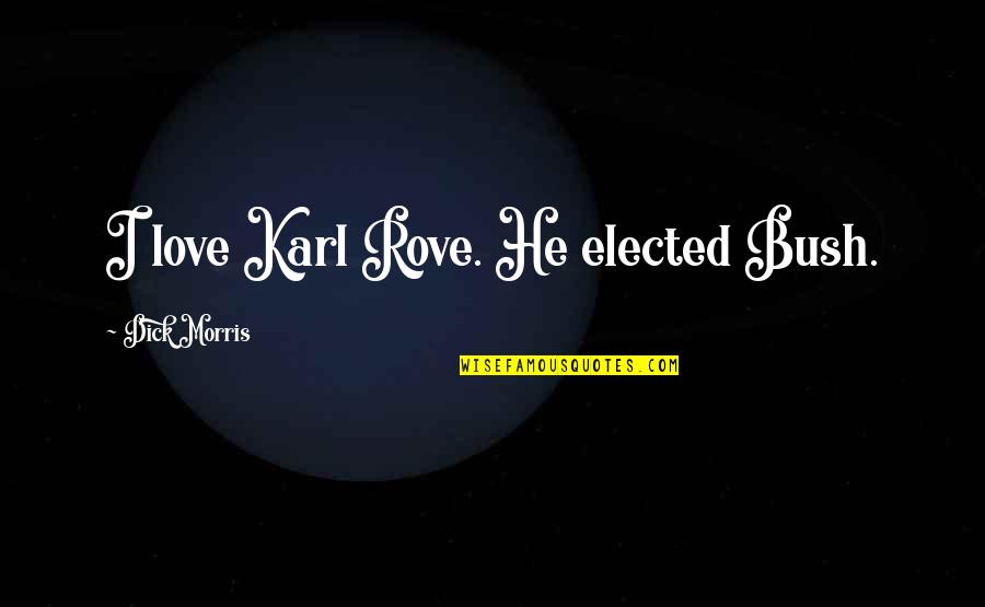 Sin City Las Vegas Quotes By Dick Morris: I love Karl Rove. He elected Bush. Sin City Las Vegas Quotes By Dick Morris: I love Karl Rove. He elected Bush.
