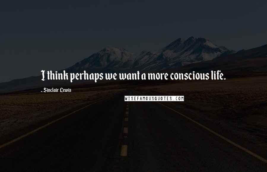 Sinclair Lewis quotes: I think perhaps we want a more conscious life.