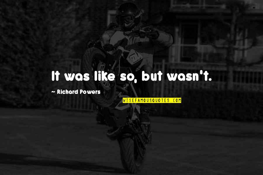 Sindicales De Puerto Quotes By Richard Powers: It was like so, but wasn't.