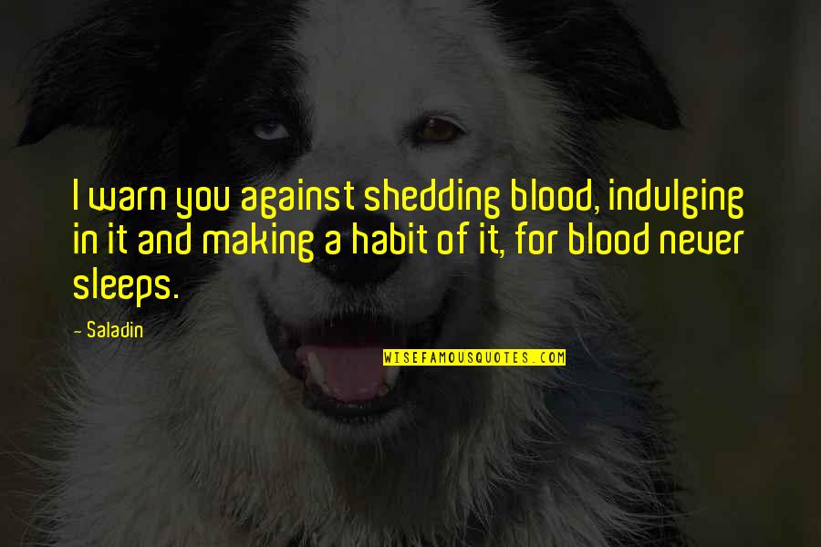 Sindlerio Quotes By Saladin: I warn you against shedding blood, indulging in