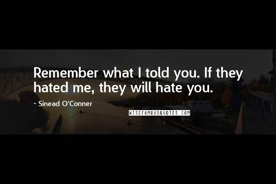 Sinead O'Conner quotes: Remember what I told you. If they hated me, they will hate you.