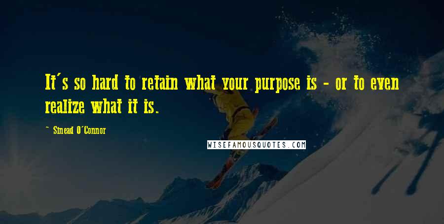 Sinead O'Connor quotes: It's so hard to retain what your purpose is - or to even realize what it is.