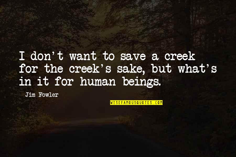 Sineklerin Sevmedigi Quotes By Jim Fowler: I don't want to save a creek for