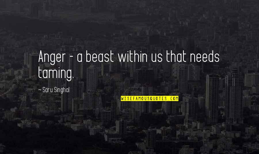 Singhal Quotes By Saru Singhal: Anger - a beast within us that needs