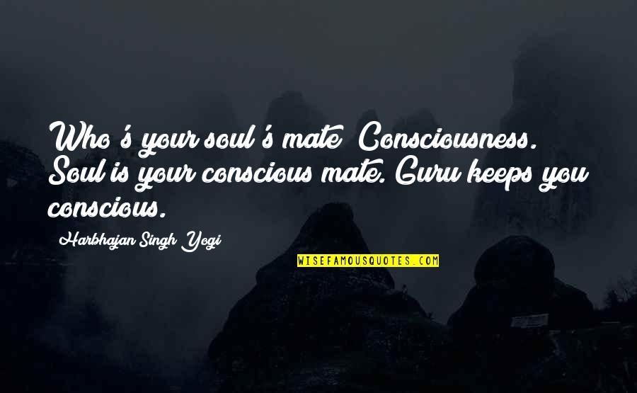 Singh's Quotes By Harbhajan Singh Yogi: Who's your soul's mate? Consciousness. Soul is your