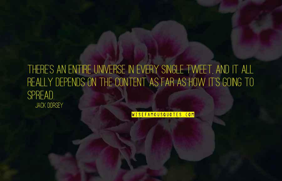 Single And Content Quotes By Jack Dorsey: There's an entire universe in every single tweet,
