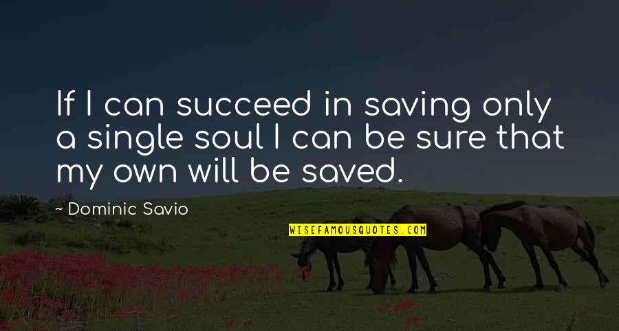 Single And Saved Quotes By Dominic Savio: If I can succeed in saving only a