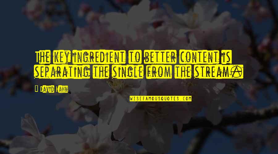 Single Is Better Quotes By David Hahn: The key ingredient to better content is separating