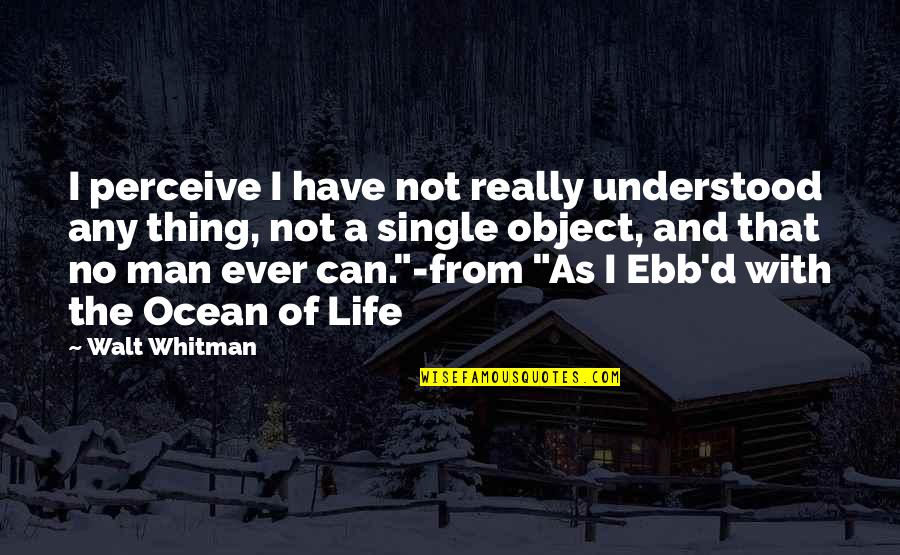 Single Man's Quotes By Walt Whitman: I perceive I have not really understood any