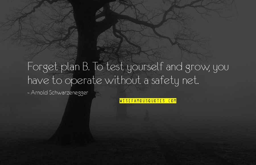 Single Parent Sayings And Quotes By Arnold Schwarzenegger: Forget plan B. To test yourself and grow,