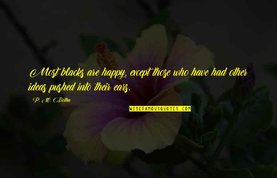 Singleness Christian Quotes By P. W. Botha: Most blacks are happy, except those who have