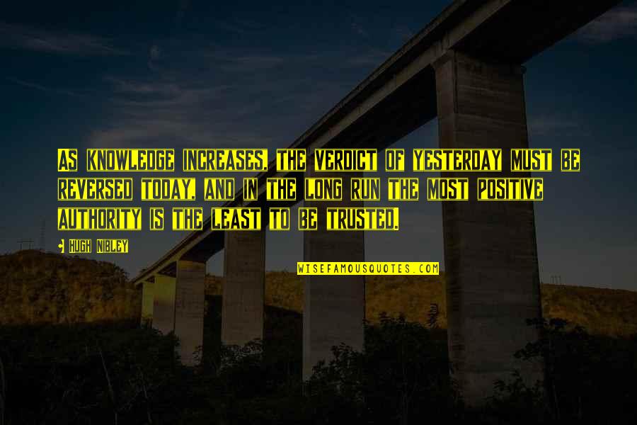 Sinlessness Of Mary Quotes By Hugh Nibley: As knowledge increases, the verdict of yesterday must