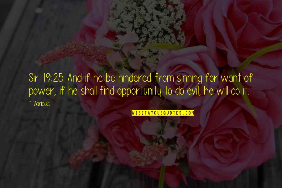 Sinning Quotes By Various: Sir 19:25 And if he be hindered from