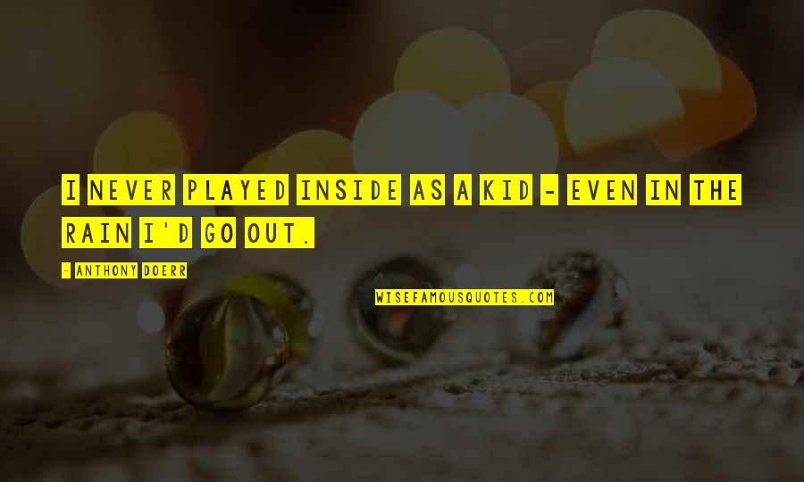 Sintas Quotes By Anthony Doerr: I never played inside as a kid - Sintas Quotes By Anthony Doerr: I never played inside as a kid -