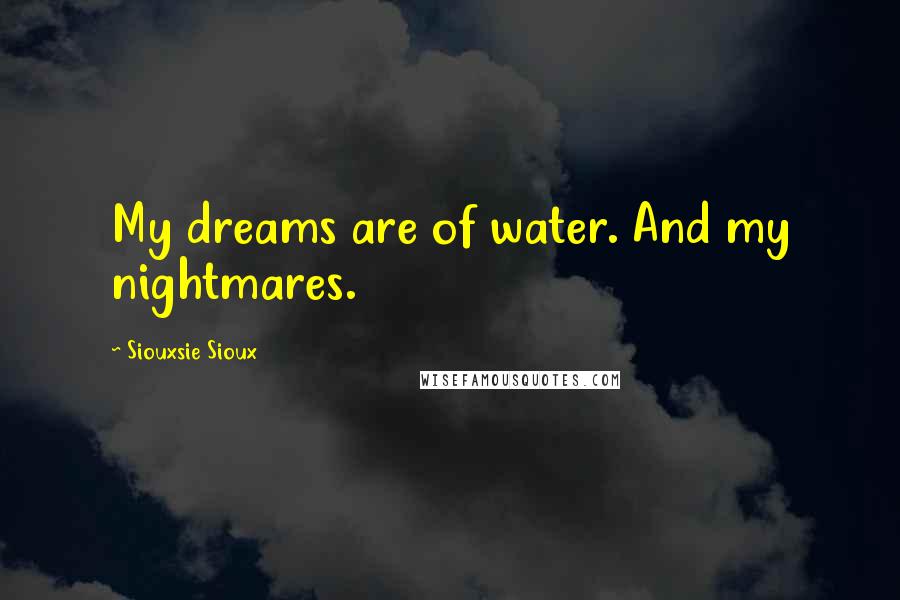 Siouxsie Sioux quotes: My dreams are of water. And my nightmares.