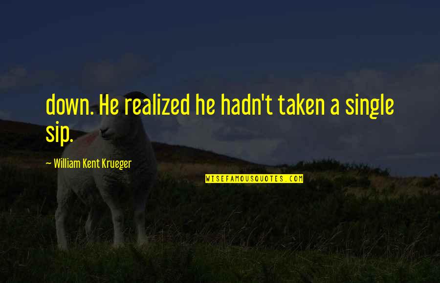 Sip Quotes By William Kent Krueger: down. He realized he hadn't taken a single