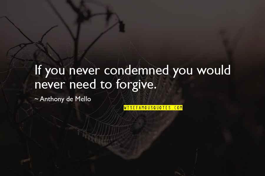 Sir Roger Casement Quotes By Anthony De Mello: If you never condemned you would never need Sir Roger Casement Quotes By Anthony De Mello: If you never condemned you would never need