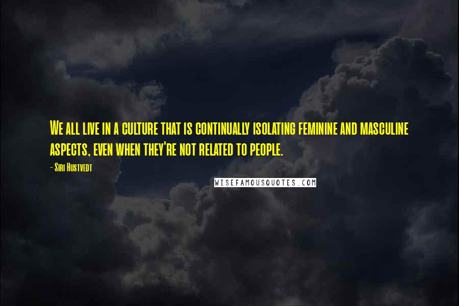 Siri Hustvedt quotes: We all live in a culture that is continually isolating feminine and masculine aspects, even when they're not related to people.