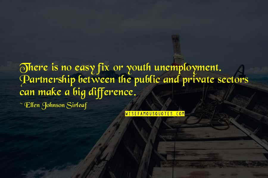 Sirleaf Quotes By Ellen Johnson Sirleaf: There is no easy fix or youth unemployment.