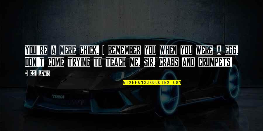 Sir's Quotes By C.S. Lewis: You're a mere chick. I remember you when Sir's Quotes By C.S. Lewis: You're a mere chick. I remember you when