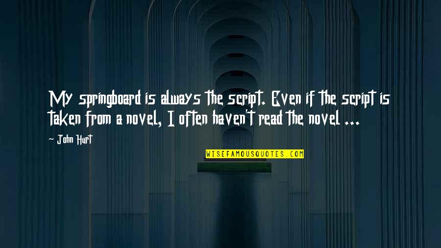 Sirven Spanish Quotes By John Hurt: My springboard is always the script. Even if Sirven Spanish Quotes By John Hurt: My springboard is always the script. Even if