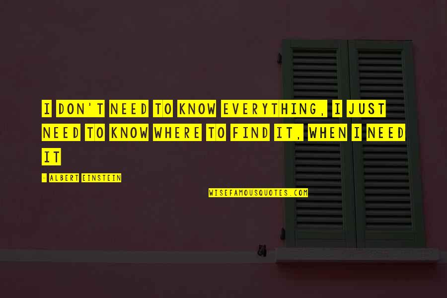 Sisikula Quotes By Albert Einstein: I don't need to know everything, I just