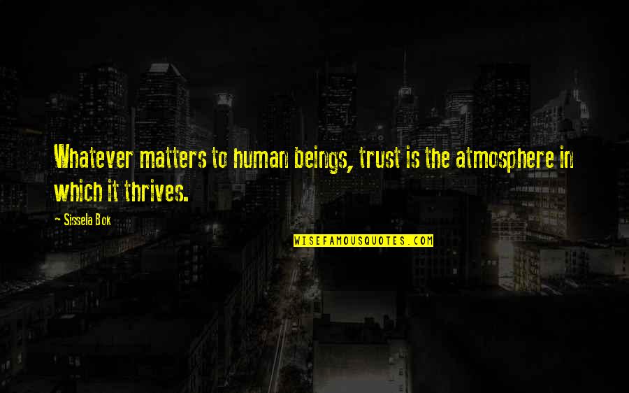 Sissela Bok Quotes By Sissela Bok: Whatever matters to human beings, trust is the