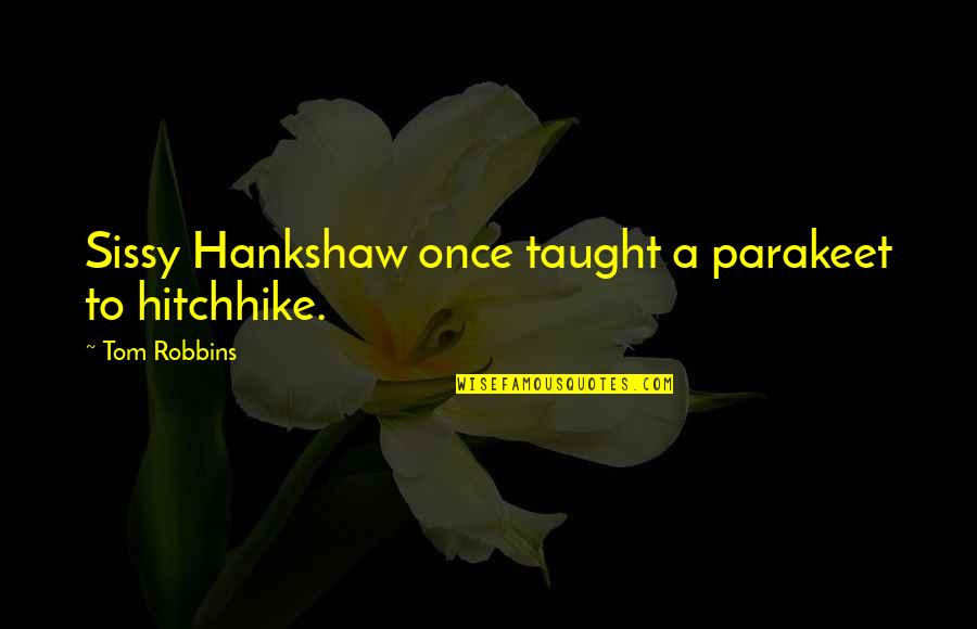 Sissy Quotes By Tom Robbins: Sissy Hankshaw once taught a parakeet to hitchhike.