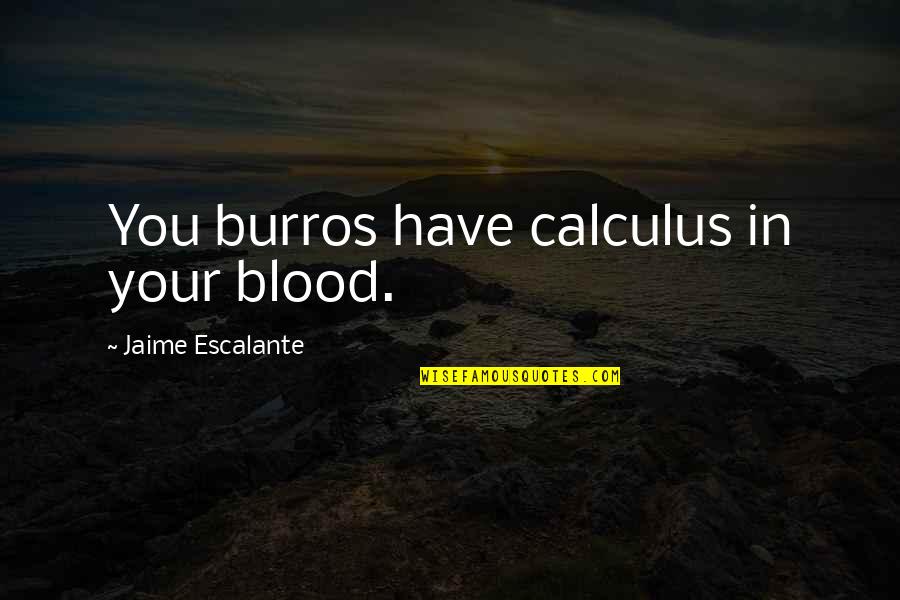 Sister In Marathi Quotes By Jaime Escalante: You burros have calculus in your blood.