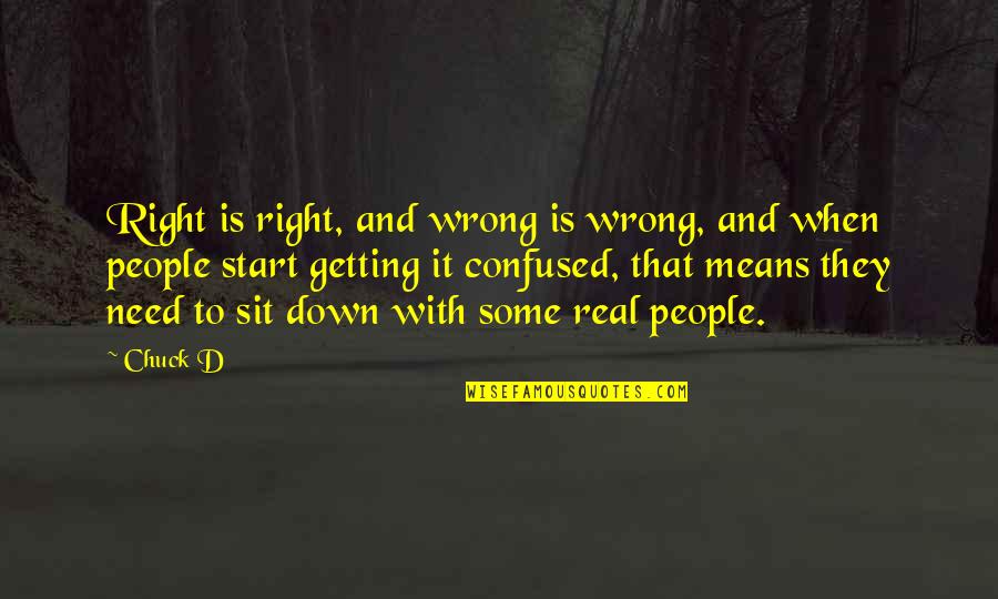Sit Down Quotes By Chuck D: Right is right, and wrong is wrong, and