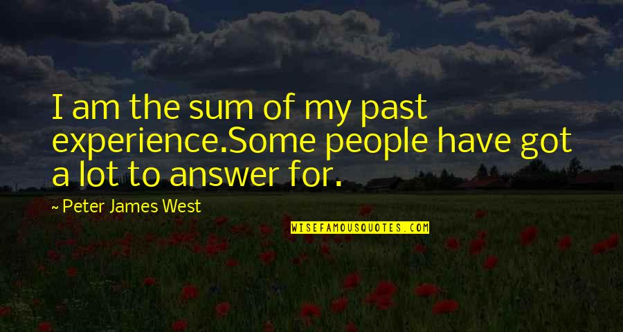 Sitaraman Defence Quotes By Peter James West: I am the sum of my past experience.Some