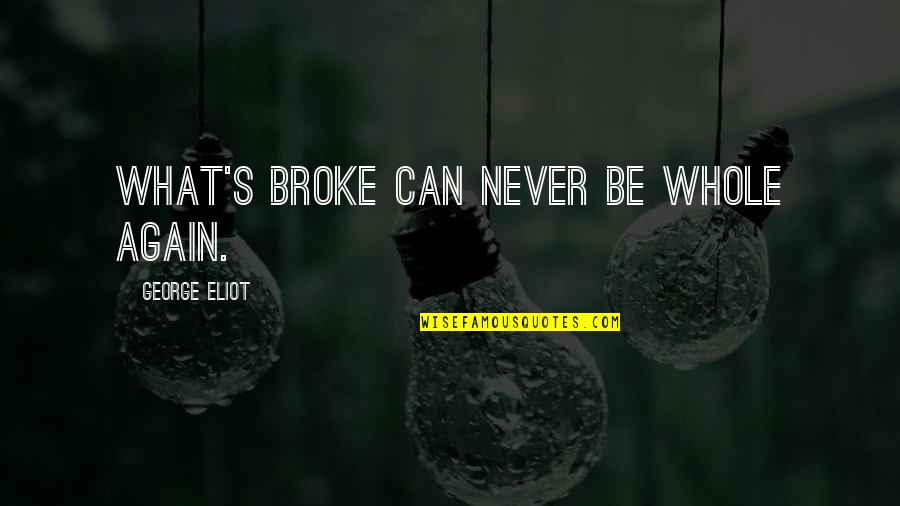 Sitedi Quotes By George Eliot: What's broke can never be whole again.