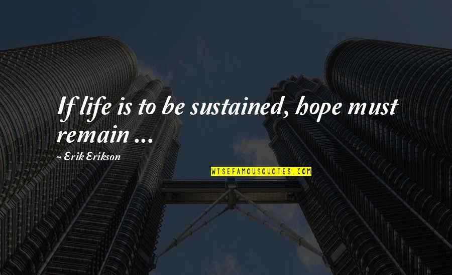 Siting Study Quotes By Erik Erikson: If life is to be sustained, hope must