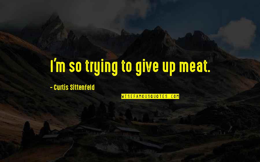 Sittenfeld Quotes By Curtis Sittenfeld: I'm so trying to give up meat. Sittenfeld Quotes By Curtis Sittenfeld: I'm so trying to give up meat.