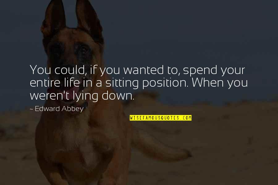 Sitting Down Quotes By Edward Abbey: You could, if you wanted to, spend your