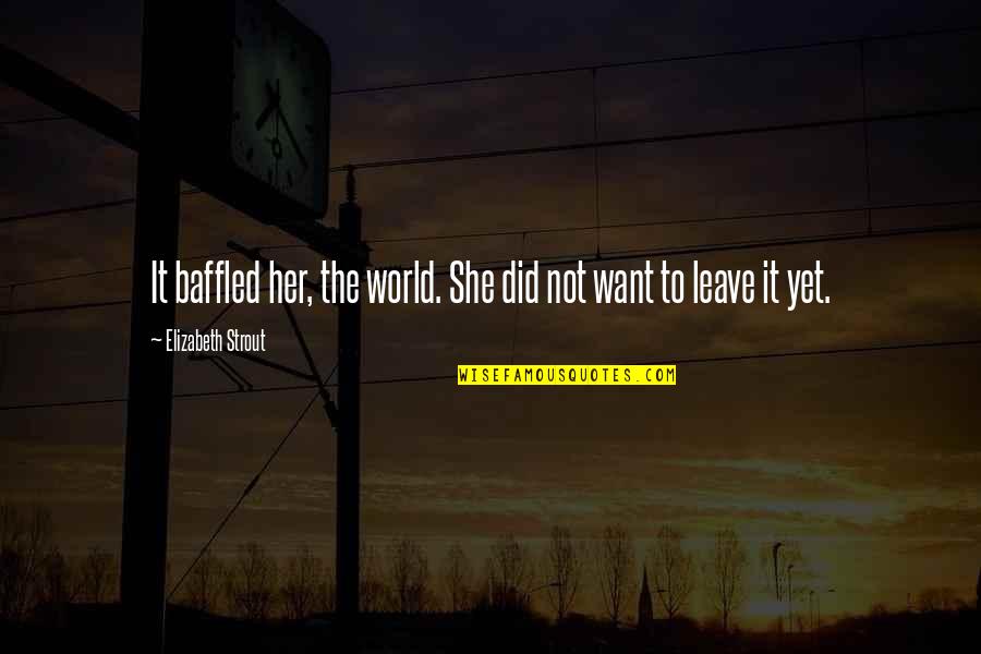 Sitting On A Porch Quotes By Elizabeth Strout: It baffled her, the world. She did not Sitting On A Porch Quotes By Elizabeth Strout: It baffled her, the world. She did not