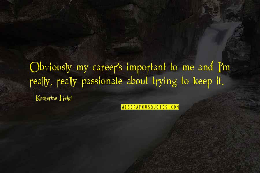 Sitting On The Sidelines Quotes By Katherine Heigl: Obviously my career's important to me and I'm