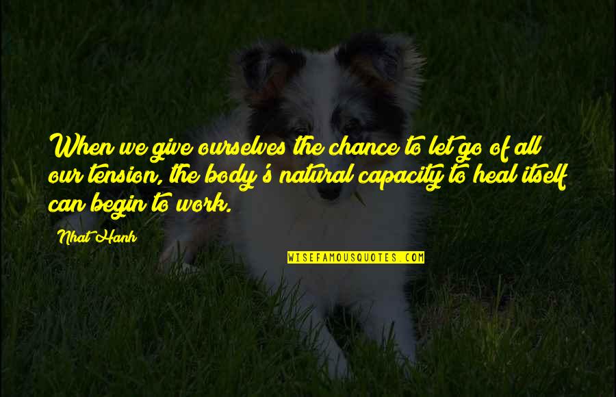 Sitting On The Sidelines Quotes By Nhat Hanh: When we give ourselves the chance to let