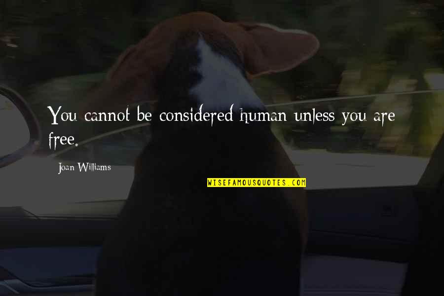 Situatio Quotes By Joan Williams: You cannot be considered human unless you are