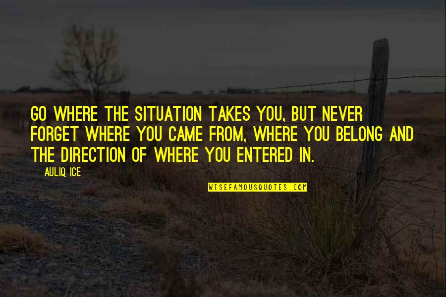 Situation Quotes And Quotes By Auliq Ice: Go where the situation takes you, but never